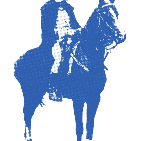 Photo d'époque montrant Albert Dieudonné sur son cheval, lors du tournage du film Napoléon, d'Abel Gance.