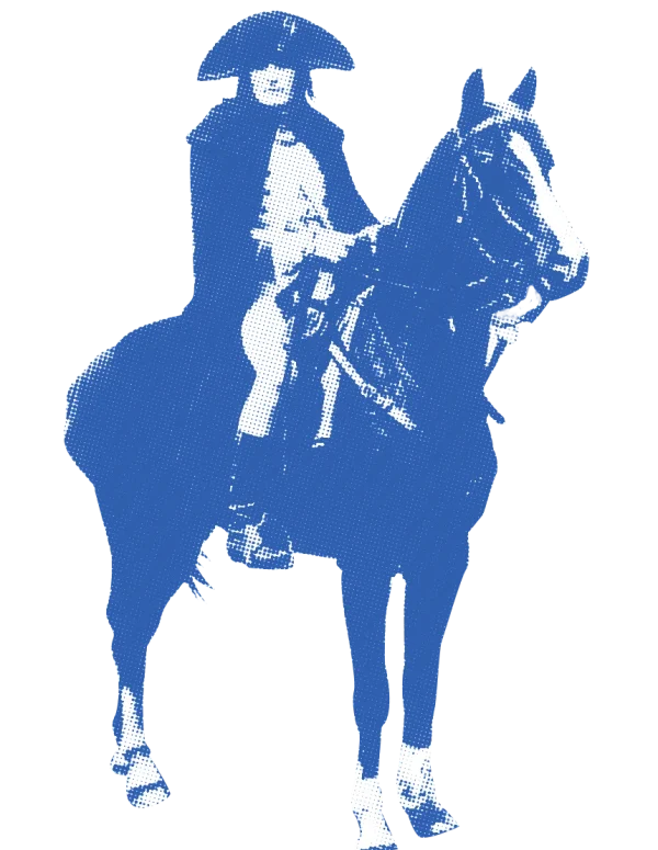 Photo d'époque montrant Albert Dieudonné sur son cheval, lors du tournage du film Napoléon, d'Abel Gance.